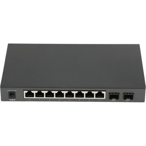 Коммутатор/ 8-port gigabit Smart PoE+ Switch with 2 SFP uplink ports,desktop mount, 8 802.3af/at compliant PoE+ ports, 2 SFP uplink ports, 58W PoE budget, L2 switch features