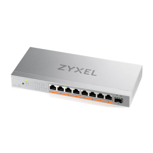 Мультигигабитный PoE++ коммутатор Zyxel XMG-108HP, 8xRJ-45: 1/2.5G PoE++, 1xSFP+, настольный, бесшумный, бюджет PoE 100 Вт