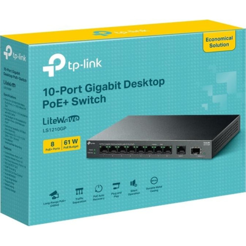 Коммутатор/ 10-Port Gigabit Desktop Switch with 8-Port PoE+