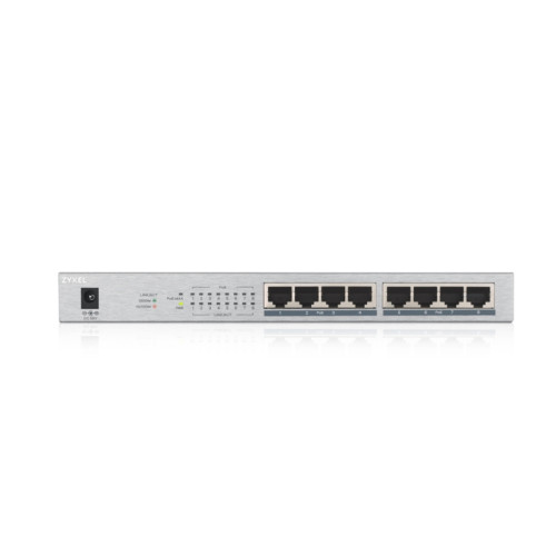 Коммутатор/ ZYXEL GS1008HP Switch PoE +, 8xGE PoE +, tabletop, metal, silent, budget PoE 60 W