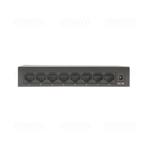 Коммутатор неуправляемый/ OSNOVO Неуправляемый коммутатор Fast Ethernet на 8 портов. Порты: 8 x FE (10/100Base-TX). Auto MDI/MDIX Встроенная грозозащита 2кВ. В комплекте БП DC12V(1A). Размеры (ШхВхГ): 138 x 25 x 78мм. Рабочая температура: 0...+40 гр. С.