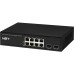 PoE коммутатор Gigabit Ethernet на 8 RJ45 + 2 SFP порта. Порты: 8 х GE (10/100/1000 Base-T) с поддержкой PoE (IEEE 802.3af/at), 2 x GE SFP (1000 Base-T). Соответствует стандартам PoE IEEE 802.3af/at. Автоматическое определение и режим антизависания PoE ус