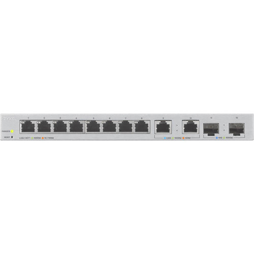 Коммутатор/ Zyxel XGS1210-12 Multi-Gigabit Smart L2 Switch, 8xGE, 2x1/2.5GE, 2xSFP+, Desktop, Silent