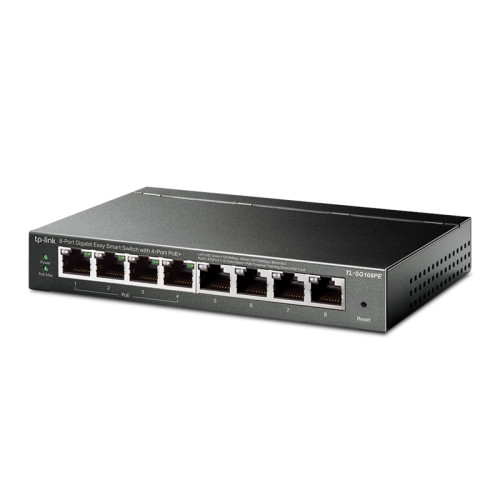 Коммутатор/ 8-Port Gigabit Easy Smart PoE Switch, 8 Gigabit RJ45 ports including 4 PoE ports, IEEE802.3af, 55W PoE power supply, MTU/Port/Tag-based VLAN, QoS, IGMP Snooping, Port Trunk, steel case