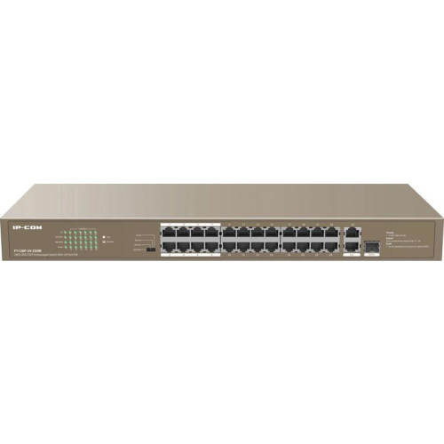 Коммутатор IP-Com F1126P-24-250W (L2) 24x100Мбит/с 2x1Гбит/с 1xКомбо(1000BASE-T/SFP) 1SFP 24PoE 230W неуправляемый