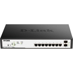 Коммутатор/ DGS-1100-10MPP/C EasySmart L2 Switch 8х1000Base-T PoE, 2x1000Base-X SFP, Surge 2KV, PoE Budget 242W