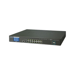 коммутатор/ PLANET GS-5220-16T2XVR L2+/L4 16-Port 10/100/1000T + 2-Port 10G SFP+ Managed Switch with Color LCD Touch Screen, Hardware Layer3 IPv4/IPv6 Static Routing, ERPS Ring,Cybersecurity features, W/ 48V Redundant Power