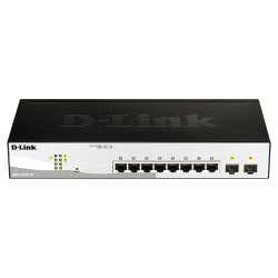 Коммутатор/ DGS-1210-10/FL Managed L2 Switch 8x1000Base-T, 2x1000Base-X SFP, Surge 6KV, CLI