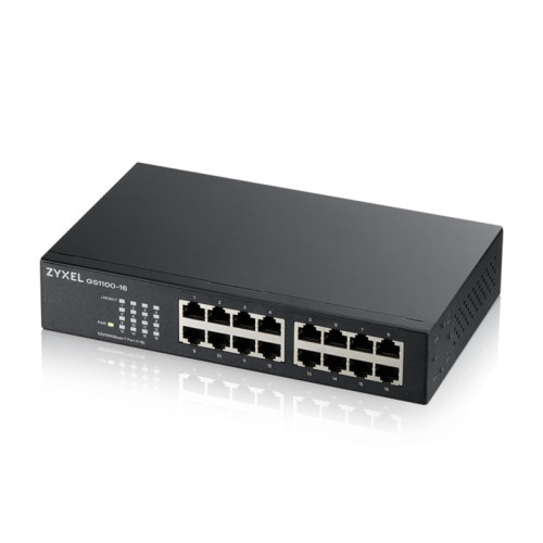 Коммутатор/ ZYXEL GS1100-16 Switch, 16xGE, rack 19 