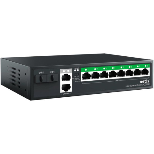 Коммутатор Netis P112GS (L2) 10x1Гбит/с 2SFP 8PoE 120W неуправляемый