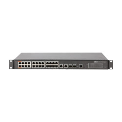 2xCombo 1000 Base-T/SFP 24x 10/100 Base-T（Hi-PoE/PoE+/PoE）IEEE802.3af/IEEE802.3at/Hi-PoE Мощность PoE  240Вт Размеры 440мм×300мм×44мм