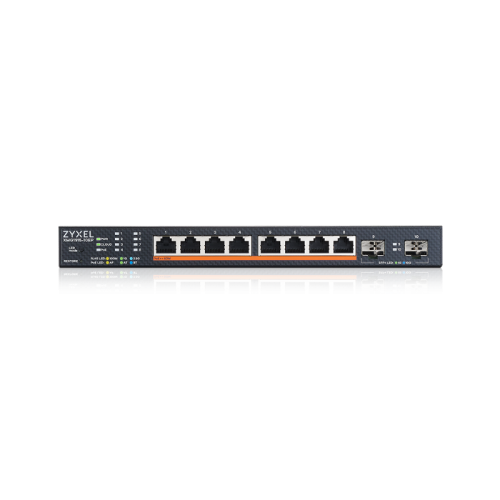 Коммутатор/ Multigigabit Smart L3 Lite switch Zyxel NebulaFlex XMG1915-10EP, 8xRJ-45: 1/2.5G PoE++, 2xSFP+, silent (no fan), PoE budget 130 W
