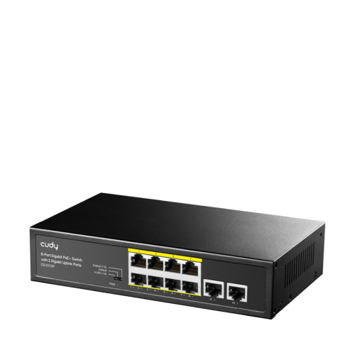 Коммутатор/ 8 RJ-45 10/100/1000M PSE ports +2 RJ45 10/100/1000  Uplink Port Unmanaged PoE+ Switch 120W, CCTV/VLAN mode support, long distance:250M at CCTV mode.  802.3af/at standard,  Aternative 1/2(+),3/6(-), Rack-mountable Steel Case, Watchdog, 120W int