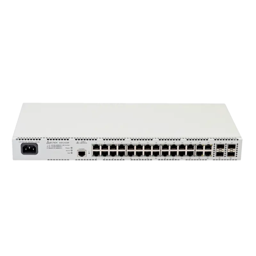 Ethernet-коммутатор MES2428P, 24 порта 10/100/1000BASE-T (PoE/PoE+), 4 Combo-порта 10/100/1000BASE-T/100BASE-FX/1000BASE-X, L2, 220В AC