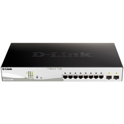 Коммутатор/ DGS-1210-10MP/F Smart L2 Switch 8х1000Base-T PoE, 2х1000Base-X SFP, PoE Budget 130W, Compact CLI