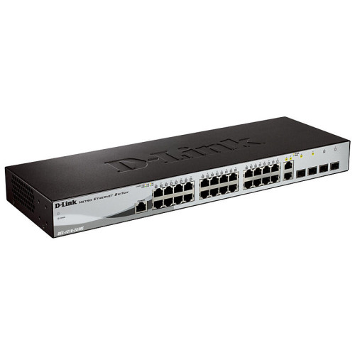 Коммутатор/ DES-1210-28/ME_RFB/B2 Refurbished unit, clean, fully tested, well-packed with power cable and 19' rack mounts. Managed L2 Switch 24x100Base-TX, 2x1000Base-X SFP, 2xCombo 1000Base-T/SFP, Surge 6KV, CLI, RJ-45 Console, H/W B2.