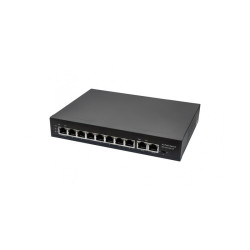 PoE коммутатор Fast Ethernet на 10 RJ45 портов. Порты: 8 x FE (10/100 Base-T) с поддержкой PoE (IEEE 802.3af/at), 2 x GE (10/100/1000 Base-T). Соответствует стандартам PoE IEEE 802.3af/at. Автоматическое определение и режим антизависания PoE устройств. Мо