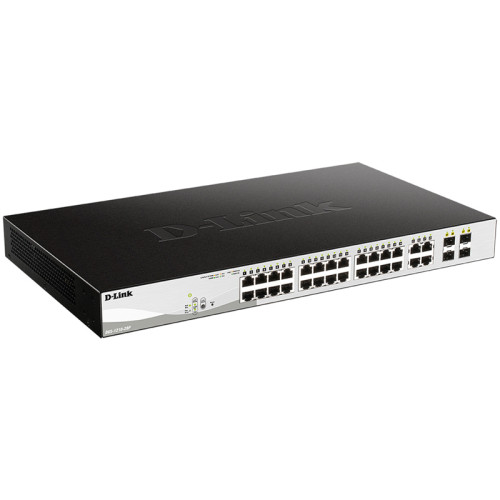 Коммутатор/ DGS-1210-28P/FL Managed L2 Switch 24x1000Base-T PoE, 4xCombo 1000Base-T/SFP, PoE Budget 193W, Surge 6KV, CLI