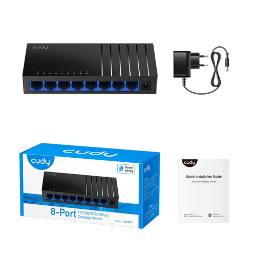 Коммутатор/ 8-Port Gigabit Desktop Switch, 8 10/100/1000M RJ45 Ports, IGMP Snooping, Loop Detection/Prevention, 802.1p/DSCP QoS, Desktop Plastic Case, Power Saving, Plug & Play