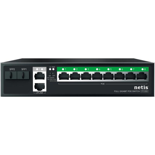 Коммутатор Netis P112GS (L2) 10x1Гбит/с 2SFP 8PoE 120W неуправляемый