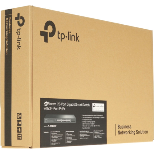Коммутатор TP-Link SG2428P (L2+) 24x1Гбит/с 4SFP 24PoE+ 250W управляемый Коммутатор TP-Link SG2428P (L2+) 24x1Гбит/с 4SFP 24PoE+ 250W управляемый