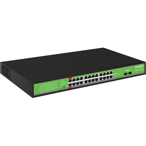 Коммутатор Digma DSP224G-2S-R400 (L2) 24x1Гбит/с 2SFP 24PoE 24PoE+ 2PoE++ 400W неуправляемый Коммутатор Digma DSP224G-2S-R400 (L2) 24x1Гбит/с 2SFP 24PoE 24PoE+ 2PoE++ 400W неуправляемый