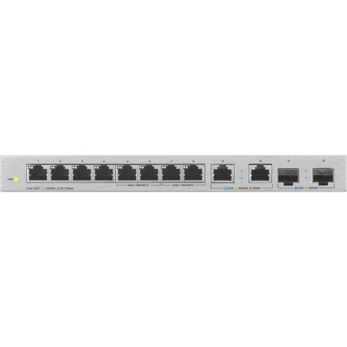 Switch Zyxel XGS1010-12, 8xGE, 2x1/2.5GE, 2xSFP+, desktop, silent