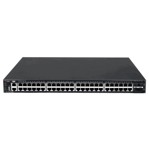 Коммутатор/ Стек коммутаторов уровня доступа QSW-4700-52TX-POE с PoE. Управляемый стекируемый коммутатор уровня L3 с поддержкой PoE 802.3af/at, 48 портов 10/100/1000 BASE-T, 4 порта 10GbE SFP+, 4K VLAN, 32K MAC-адресов, консольный порт, 1 MGMT-порт, 1 пор