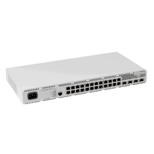 Ethernet-коммутатор MES2424P, 24 порта 10/100/1000BASE-T (PoE/PoE+), 4 порта 1000BASE-X/10GBASE-R, L3, 220В AC