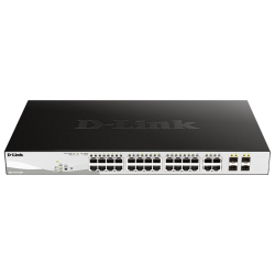 Коммутатор/ Управляемый L2 PoE-коммутатор, 24x1000Base-T PoE, 4xCombo 1000Base-T/SFP, PoE-бюджет 193 Вт, защита от статического электричества до 6 кВ, CLI