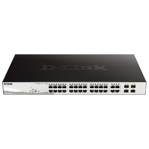 Коммутатор/ Управляемый L2 PoE-коммутатор, 24x1000Base-T PoE, 4xCombo 1000Base-T/SFP, PoE-бюджет 193 Вт, защита от статического электричества до 6 кВ, CLI