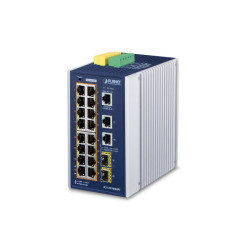 коммутатор/ PLANET IP30 Industrial L2+/L4 16-Port 1000T 802.3at PoE+ 2-Port 1000T + 2-port 100/1000X SFP Full Managed Switch (-40 to 75 C, dual redundant power input on 48~56VDC terminal block, DIDO, ERPS Ring Supported, 1588)