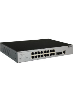 Коммутатор/ Управляемый L2 коммутатор, 16x1000Base-T, 2x1000Base-X SFP, консольный порт RJ-45, комплект для установки в 19