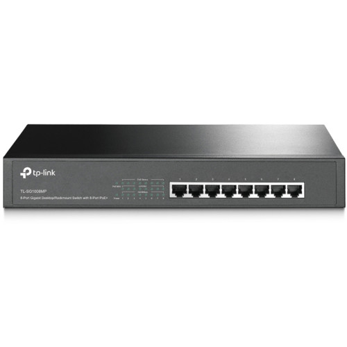 8-Port Gigabit PoE+ Switch, 8 Gigabit RJ45 Ports, 802.3at/af, 126W PoE Power, 1U 13-inch Rack-mountable Steel Case