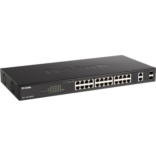 Коммутатор D-Link DGS-1100-26MPV2/A3A (L2) 24x1Гбит/с 2xКомбо(1000BASE-T/SFP) 24PoE 370W управляемый