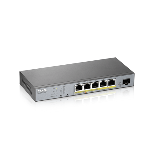 ZYXEL GS1350-6HP L2 PoE + switch for ZYXEL GS1350-6HP IP cameras, 4xGE PoE +, 1xGE PoE++ (802.3bt), 1xSFP, PoE budget 60 W, power transmission distance up to 250 m, auto-reloading of PoE ports, increased overvoltage and electrostatic protection