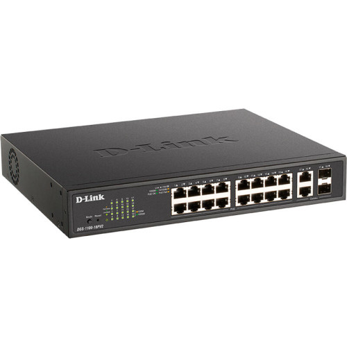Коммутатор/ EasySmart L2 Switch 16х1000Base-T PoE, 2xCombo 1000Base-T/SFP, PoE Budget 130W