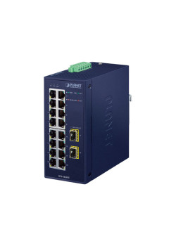 коммутатор/ PLANET IGS-1820TF IP30 Industrial 16-Port 10/100/1000T + 2-Port 1000X SFP Gigabit Ethernet Switch (-40~75 degrees C, dual 12~48V DC/24V AC)