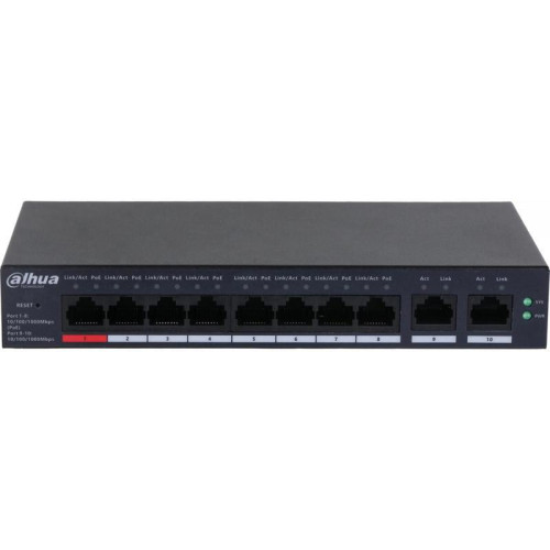 Коммутатор Dahua DH-CS4010-8GT-110 (L2) 10x100Мбит/с 8PoE 110W управляемый