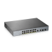 Коммутатор/ ZYXEL GS1350-18HP L2 PoE + switch for IP cameras, 16xGE PoE +, 2xCombo (SFP / RJ-45), PoE budget 250 W, power transmission distance up to 250 m, auto-reloading of PoE ports, increased protection against overvoltage and electrostatic discharges