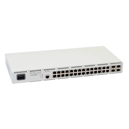 Ethernet-коммутатор MES2428P, 24 порта 10/100/1000BASE-T (PoE/PoE+), 4 Combo-порта 10/100/1000BASE-T/100BASE-FX/1000BASE-X, L2, 220В AC