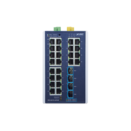 коммутатор/ PLANET IGS-4215-24T4X Industrial L2+ 24-Port 10/100/1000T + 4-Port 10G SFP+ Managed Ethernet Switch
