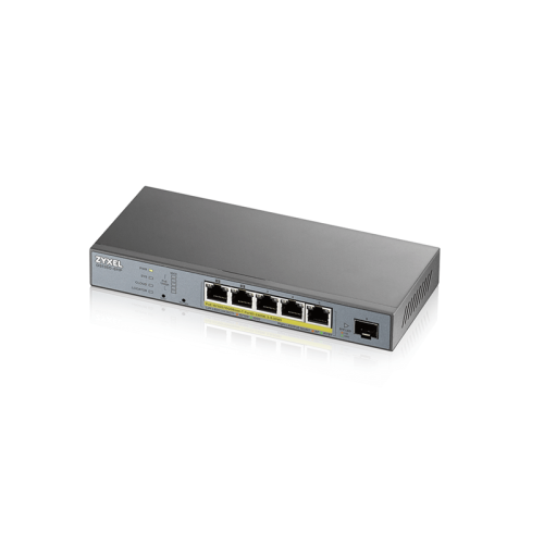 Коммутатор/ ZYXEL GS1350-6HP L2 PoE + switch for ZYXEL GS1350-6HP IP cameras, 4xGE PoE +, 1xGE PoE++ (802.3bt), 1xSFP, PoE budget 60 W, power transmission distance up to 250 m, auto-reloading of PoE ports, increased overvoltage and electrostatic protectio