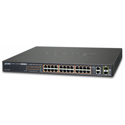 коммутатор/ PLANET 24-Port 10/100TX 802.3at High Power POE +  2-Port Gigabit TP/SFP Combo Managed Ethernet Switch (220W)