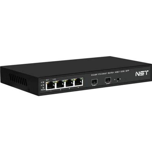 Коммутатор Gigabit Ethernet на 4 RJ45 + 2 SFP. Порты: 4 x GE (10/100/1000Base-T), 2 x GE SFP (1000Base-FX). В комплекте БП DC12V(1A). Встроенная грозозащита 3кВ. Размеры (ШхВхГ): 210x28x85мм. Рабочая температура: -10…+55°С. Коммутатор Gigabit Ethernet на 4 RJ45 + 2 SFP. Порты: 4 x GE (10/100/1000Base-T), 2 x GE SFP (1000Base-FX). В комплекте БП DC12V(1A). Встроенная грозозащита 3кВ. Размеры (ШхВхГ): 210x28x85мм. Рабочая температура: -10…+55°С.