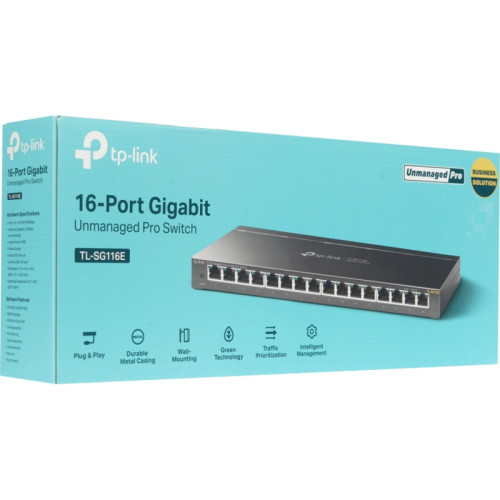 Коммутатор/ 16-Port Gigabit Easy Smart Switch, 16 Gigabit RJ45 Ports, Desktop Steel Case, MTU/Port/Tag-based VLAN, QoS, IGMP Snooping, Web/Utility Management