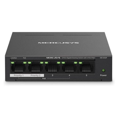 Коммутатор Mercusys MS105GP (L2) 5x1Гбит/с 4PoE+ 65W неуправляемый