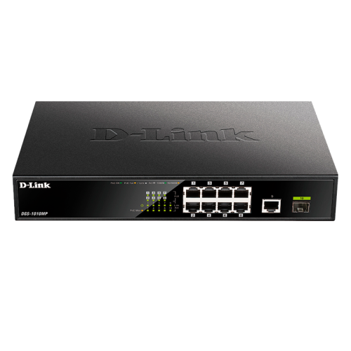 Коммутатор D-Link DGS-1010MP/A1A 9x1Гбит/с 1SFP 8PoE 125W неуправляемый
