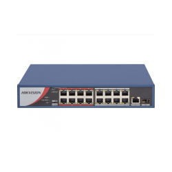 Неуправляемый коммутатор. 16 RJ45 100M PoE  с грозозащитой 6кВ; 1 Uplink порт 1000М Ethernet; 1 Uplink порт 1000М SFP; бюджет PoE 130Вт; Порты 9-16 поддерживают режим передачи до 250м,10Мб/с, CAT5e