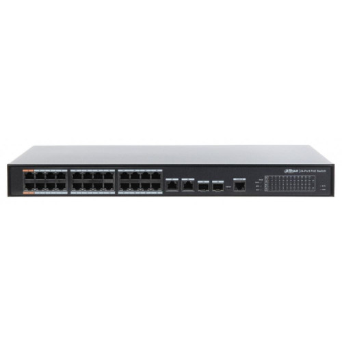 2xCombo 1000 Base-T/SFP  24x 10/100 Base-T（Hi-PoE/PoE+/PoE）IEEE802.3af/IEEE802.3at/Hi-PoE Мощность PoE 360Вт Размеры: 440мм×300мм×44мм